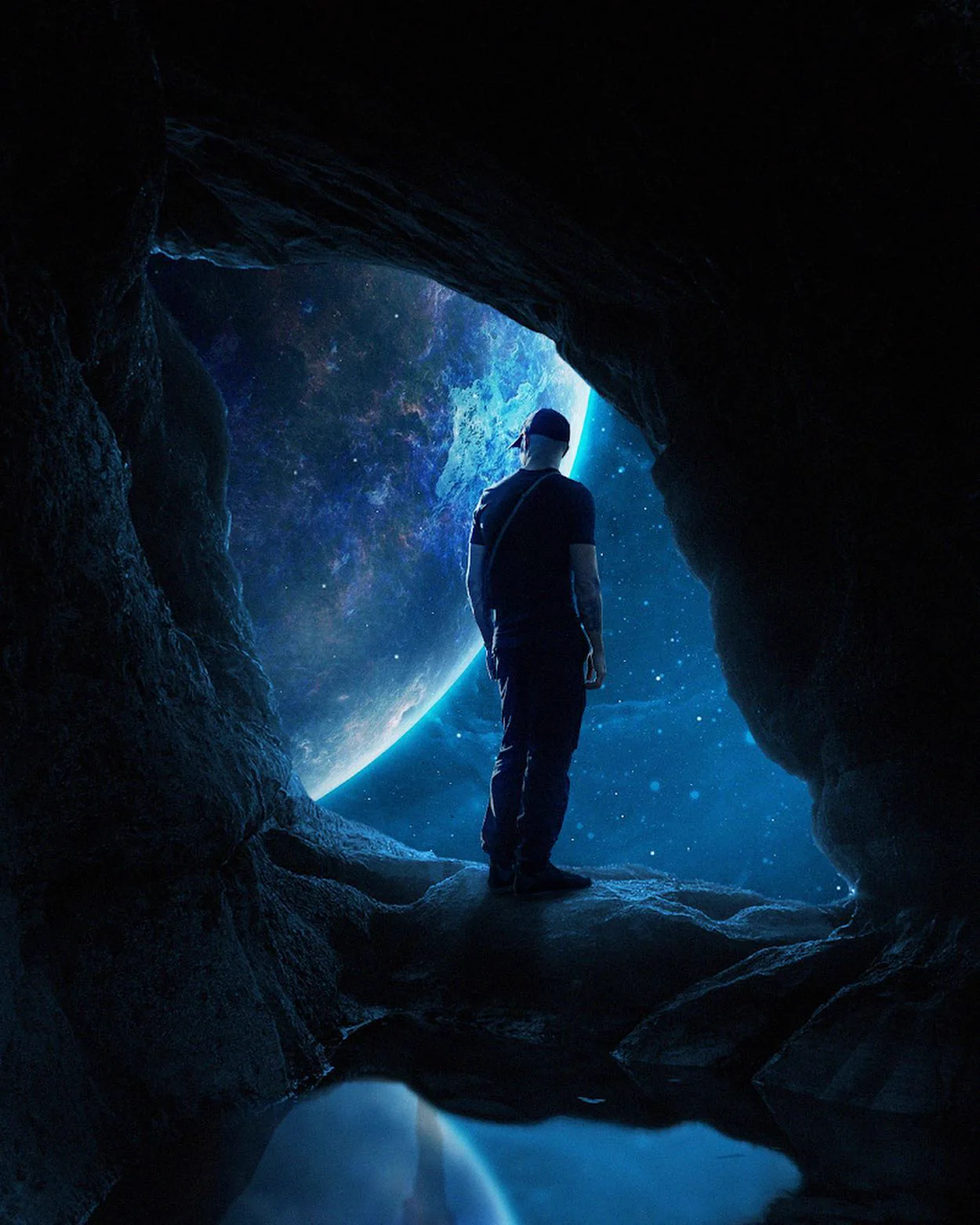 Diego Dreyfus contemplando el universo, arte digital para su marca personal
