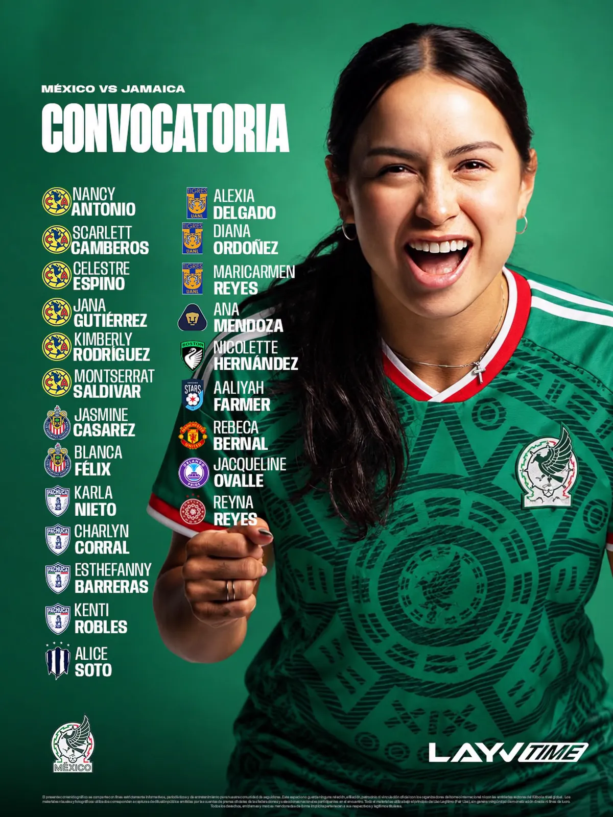 Convocatoria de la Selección Mexicana femenil, diseño para Layvtime