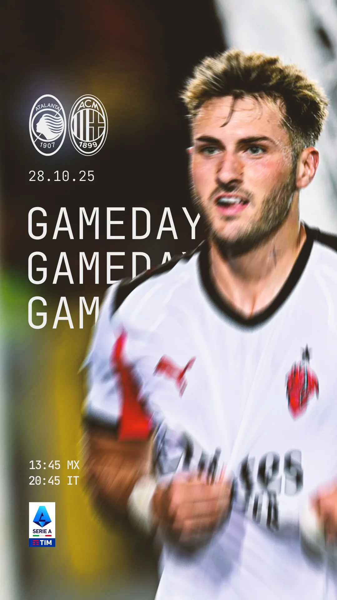 Gameday Milan vs Atalanta con Santiago Giménez, dirección de arte de Mike Decenzo